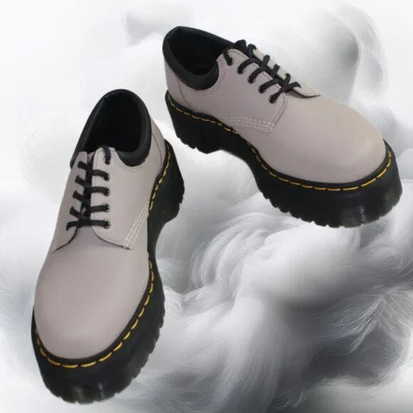 Dr. Martens 8053 Quad Retro Vintage Taupe Platform Derby Oxfords, Size 10 - Picture 8 of 12